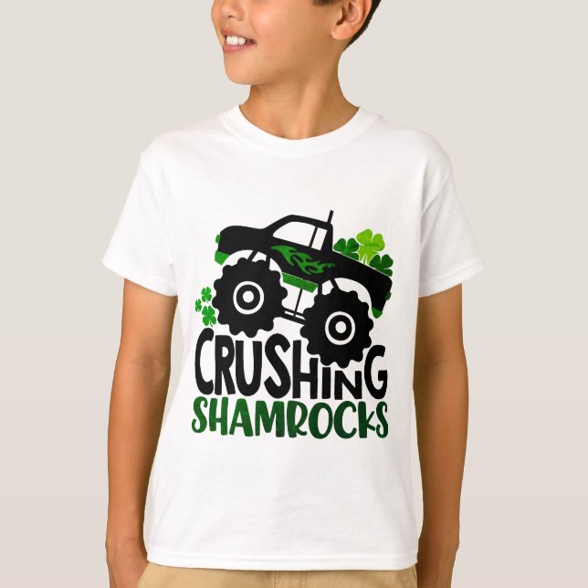 Kryssande Shamrocks Lastbil | Patrick-dagen T Shirt (Framsida)