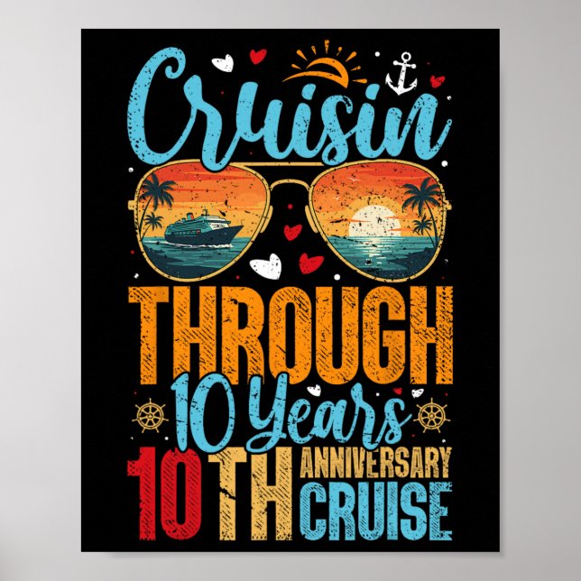 Kryssar genom 10 år 10-års bröllopsdag poster (Framsidan)