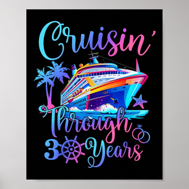 Kryssar genom 30 år 30-års bröllopsdag poster (Framsidan)