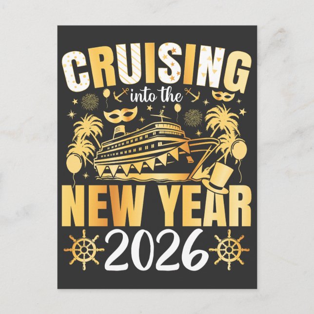 Kryssar in det nya året 2026 vykort (Framsida)