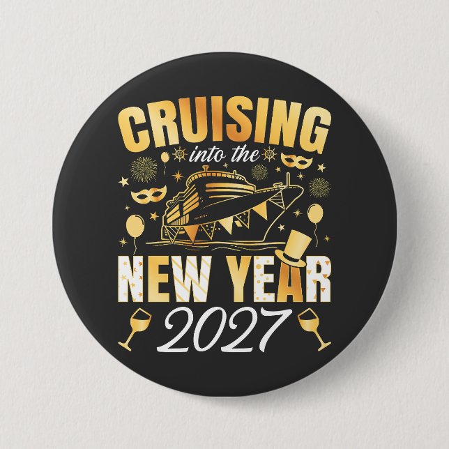 Kryssar in det nya året 2027 Rund Knapp (Framsida)