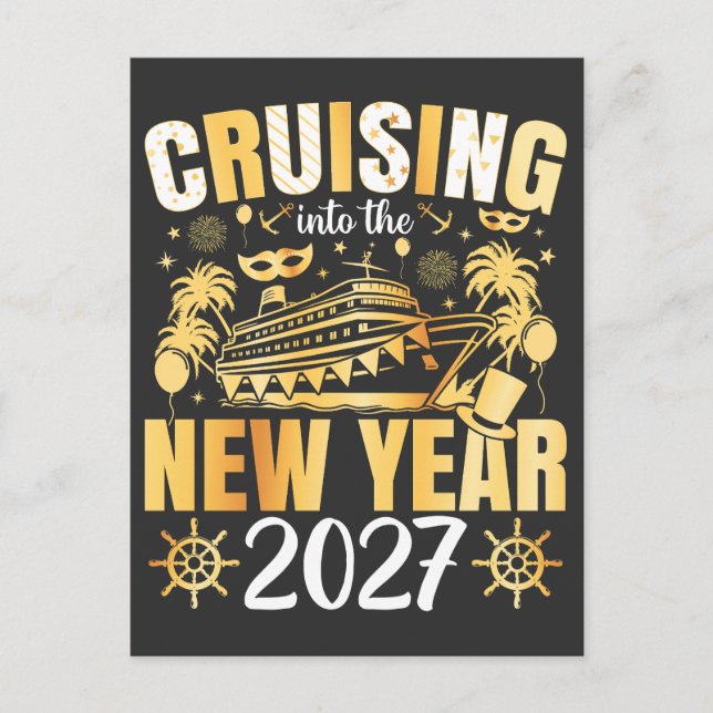 Kryssar in det nya året 2027 vykort (Framsida)