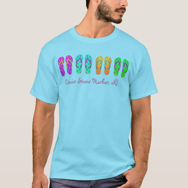 Kryssning av Beach-multifärgaden Vänd flödessteg T Shirt (Framsida)