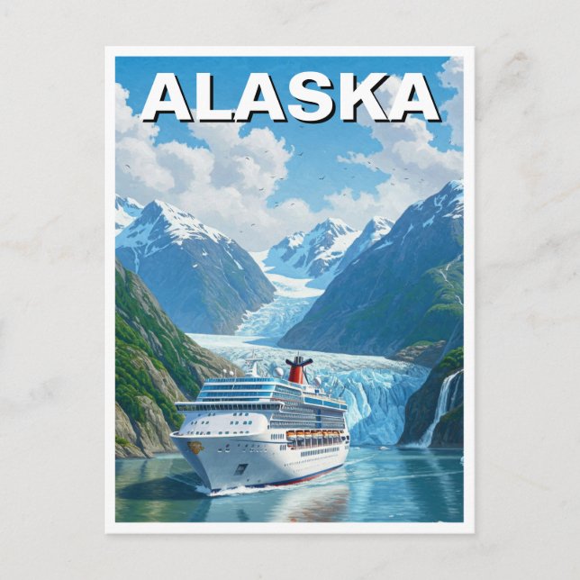 Kryssning av frakt i Alaska Travel Vykort (Framsida)