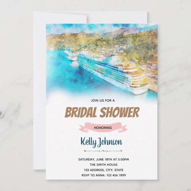Kryssning bröllops shower tema inbjudningar (Framsida)