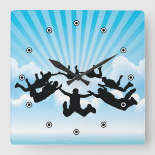 Kryssning för Skydiving Design Wall Clock Fyrkantig Klocka