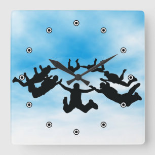 Kryssning för Skydiving Design Wall Clock Fyrkantig Klocka