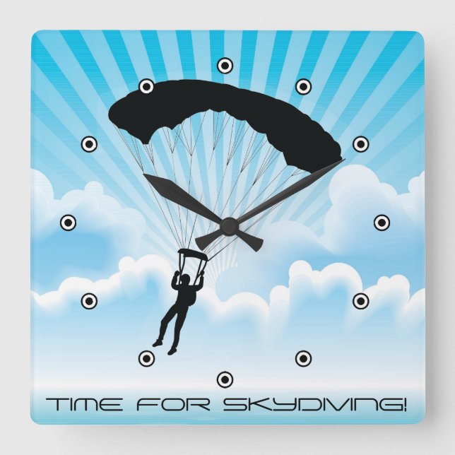 Kryssning för Skydiving Design Wall Clock Fyrkantig Klocka (Framsida)