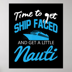Kryssning Funny Boat Party Shipface Family Cruise Poster