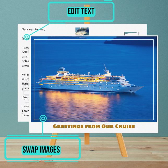 Kryssning i Frakt vid solnedgång Vykort (Please enjoy our cruise ship postcard)