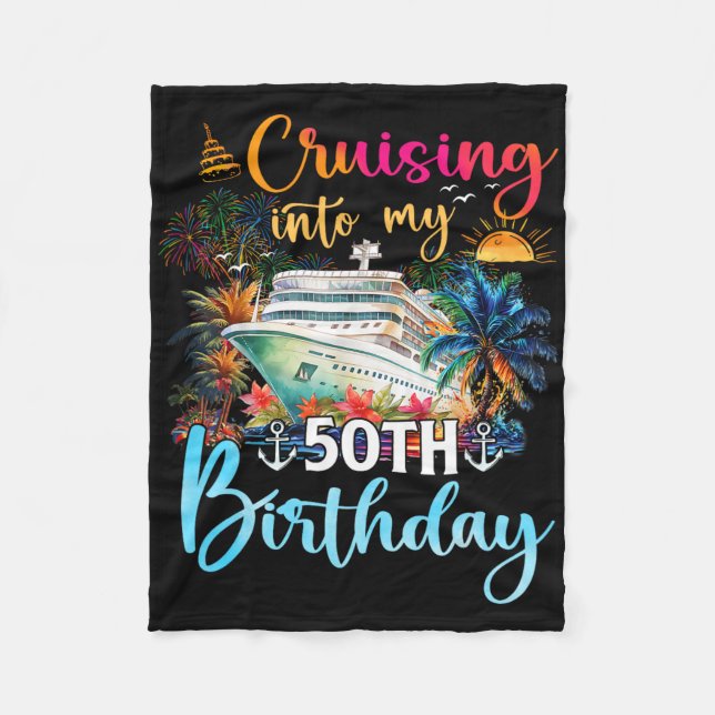 Kryssning i min 50:e födelsedagsfamilj 50 BII Fleecefilt (Framsidan)