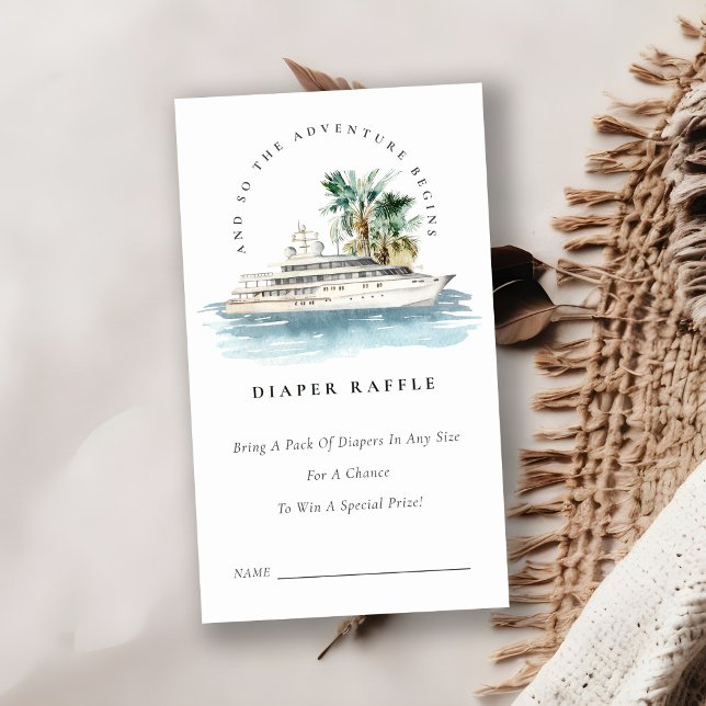 Kryssning Palm Landskap Blöja Lotteri Baby Shower Tilläggskort (Skapare uppladdad)