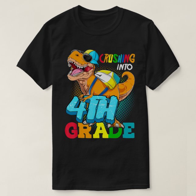 Kryssning till fjärde Klass-Dinosaur-Back to schoo T Shirt (Design framsida)