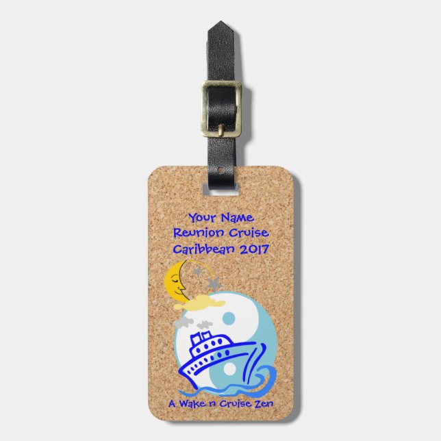 Kryssningsbagageetikett med läderremsa bagagebricka (Vertikal Framsida)