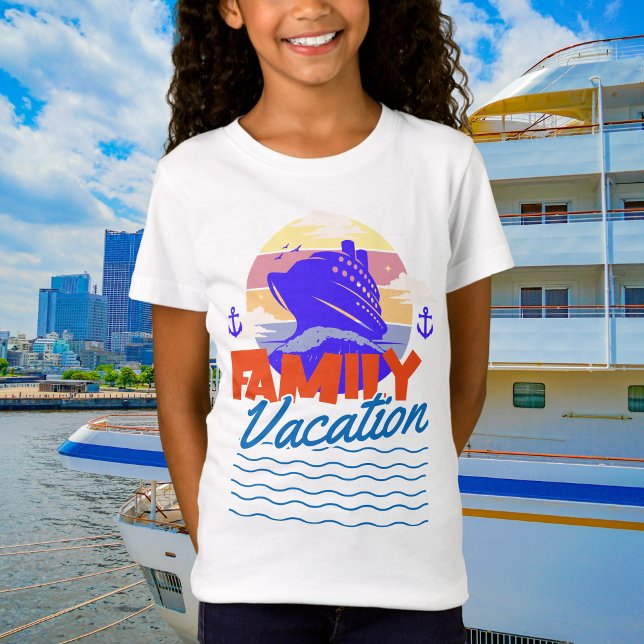 Kryssningsblått/Orange solnedgång för barn T Shirt (A fun loving keepsake t shirt of your special vacation.)
