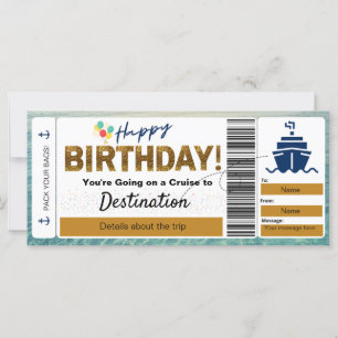 Kryssningsboardingpass Grattis på födelsedagen Bil