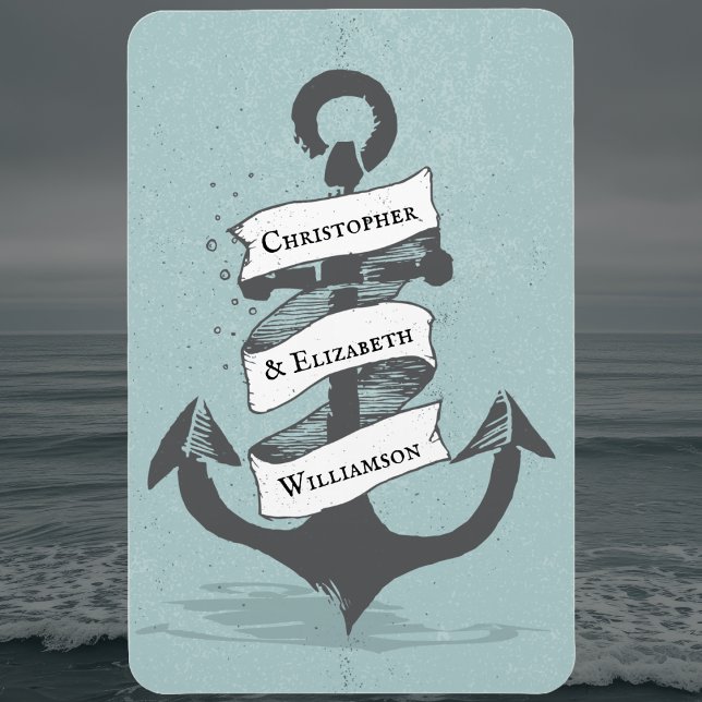 Kryssningsdocka för Frakt Nautical Monogram Stater Magnet (Nautical Ship Anchor - Cruise Ship Door Decor. Monogrammed with names. )