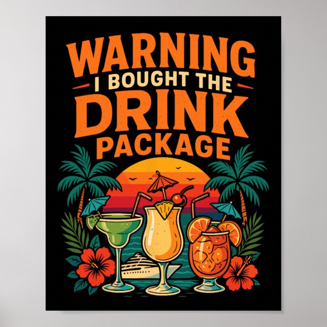 Kryssningsfärja Semester Dryckespaket Varning Jag  Poster (Framsidan)