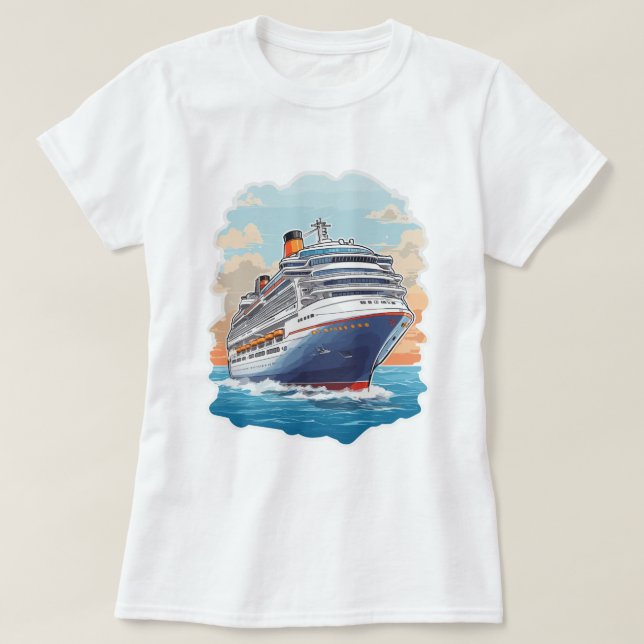 Kryssningsfartyg färgglatt t shirt (Design framsida)