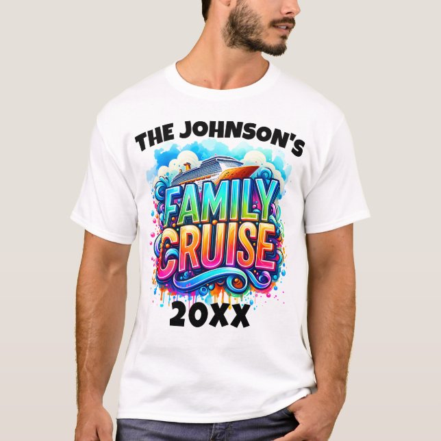 Kryssningsfartyg i personlig-familjen med år t shirt (Framsida)