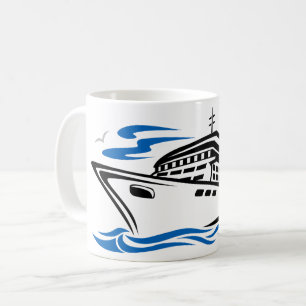 Kryssningsfartyg på havsvågor Nautisk resa Kaffemugg
