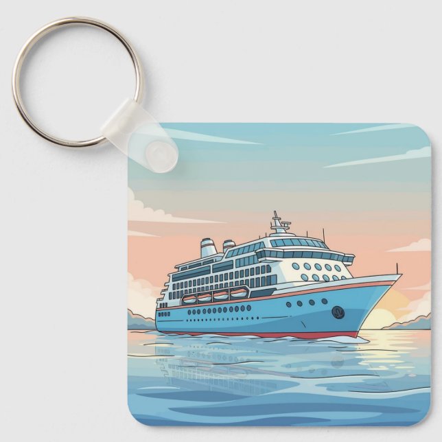 Kryssningsfartyg på oceanen nyckelring (Framsida)