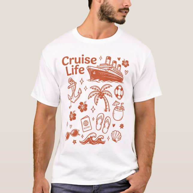Kryssningsliv Tröja Vintage Fartyg Retro Sommar (Framsida)