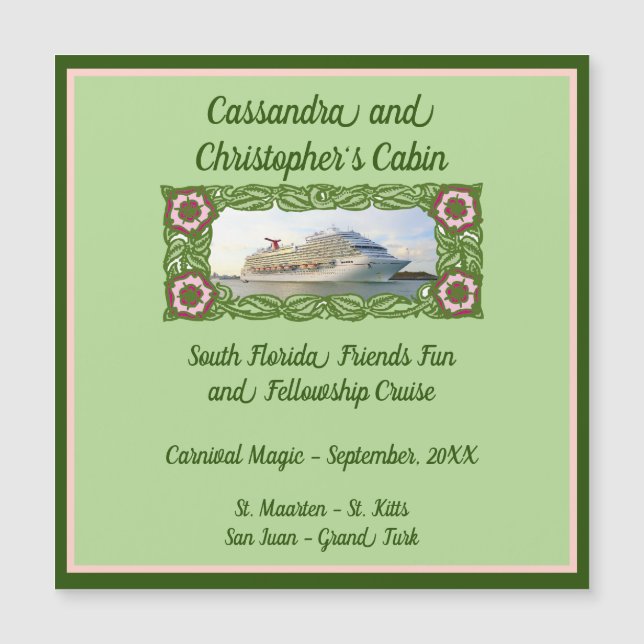 Kryssningsmarkör för Frakt, Blommigt, Ram, dörrmar (Framsida)