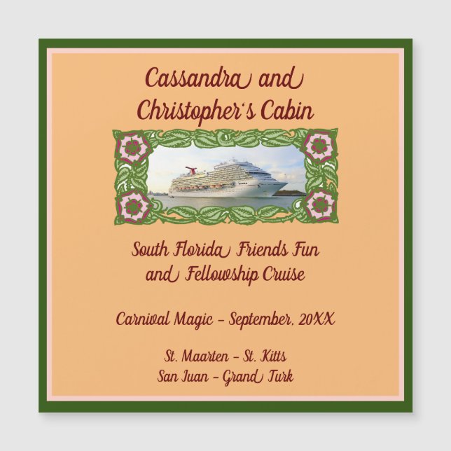 Kryssningsmarkör för Frakt, Blommigt, Ram, dörrmar (Framsida)