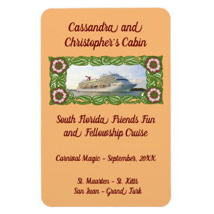 Kryssningsmarkör i Blommigt Ram Stateroom Door Mar Magnet