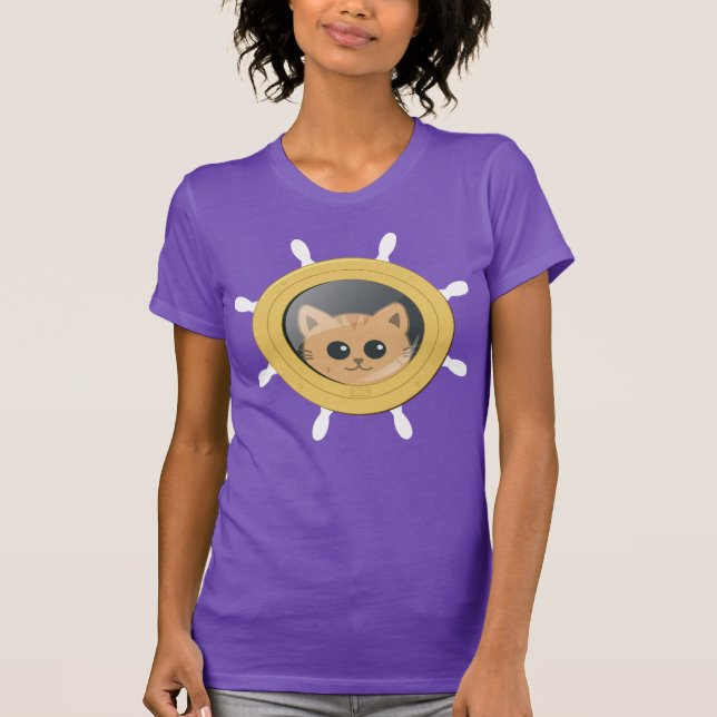 Kryssningsresa Söt Katt Porthole T Shirt (Framsida)