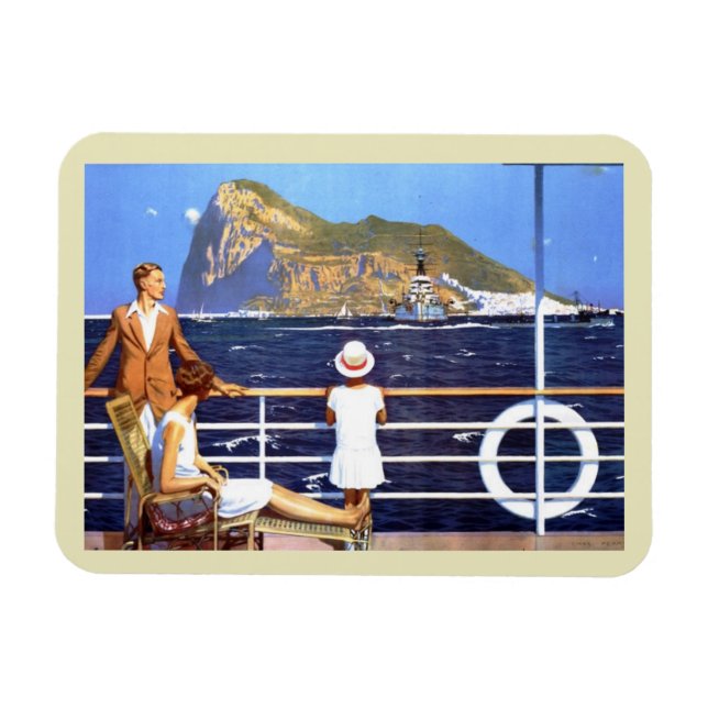 Kryssningsresa till Gibraltar Vintage Postc Magnet (Horisontell)