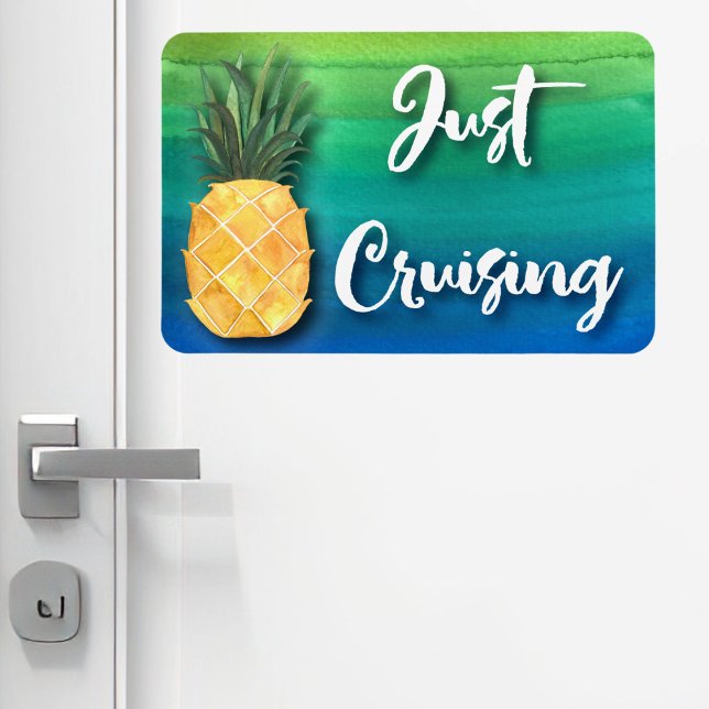 Kryssningsskylt för Frakt av ananas stateroom Cabi Magnet (Cruise ship door magnet. Pineapple themed. )
