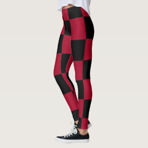 Kryssruta ~ Chess ~ Square Design Red & Black Leggings
