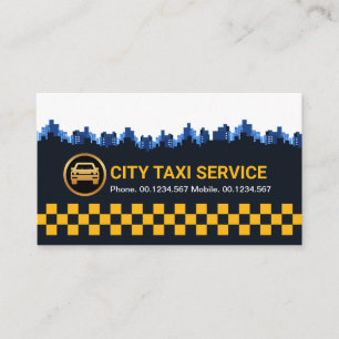Kryssruta för Retro Gult City Silhouette Taxi-driv Visitkort
