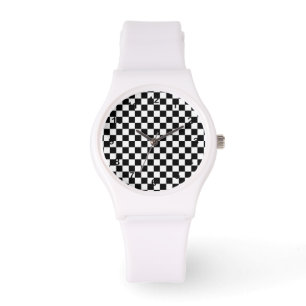 Kryssruta mönster svartvitt armbandsur