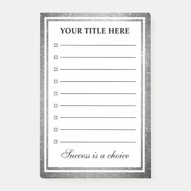 Kryssrutan Glamous sparkly silver glitter är infog Post-it Block (Framsida)