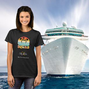 Kryssrutor, svart retro monogram namn t shirt