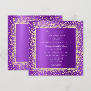 Krystal Champaigne Guld Glitter Konfetti Violett A Inbjudningar