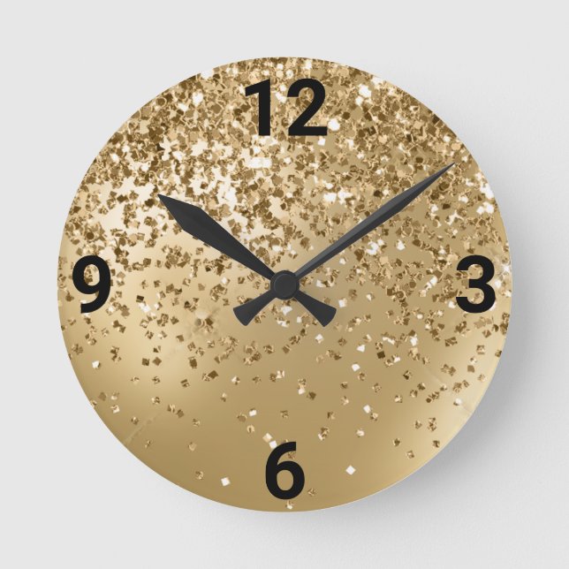 KRYSTAL GULD MODERN WALL CLOCK RUND KLOCKA (Framsida)