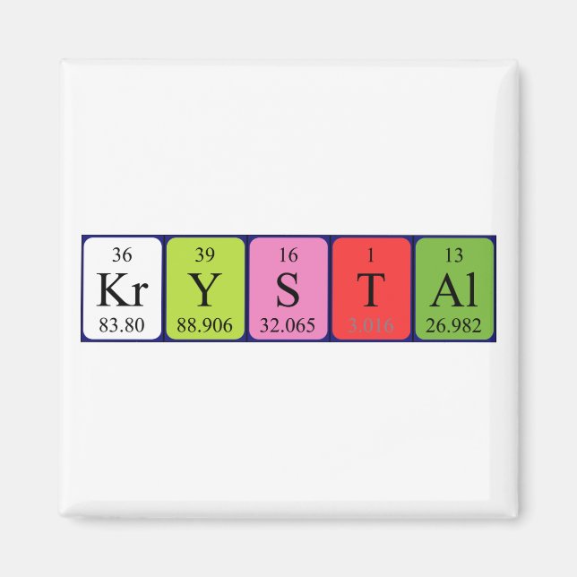 Krystal Periodisk bord namn magnet (Framsidan)