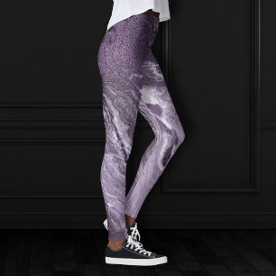 Krystaliserad Lila Agate Moody marmorerad sten Leggings