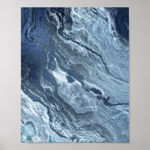 Krystaliserat blåagat Dusty Slate MarLED Stone Poster