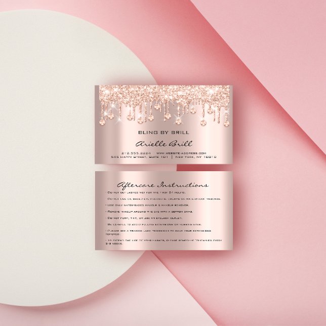 Krystals Drives Ro Spark Bling-eftervård Visitkort (Crystals Drips Rose Spark Bling Aftercare Business Card)