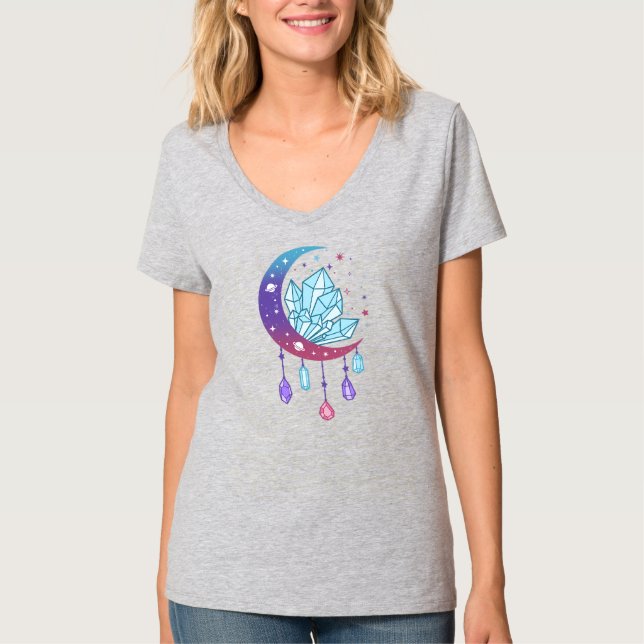 Krystgåva från Womens Mystical halv måne till en T Shirt (Framsida)