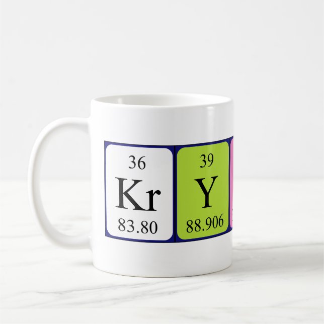 Krystina periodiskt återkommande bord namn mugg (Vänster)