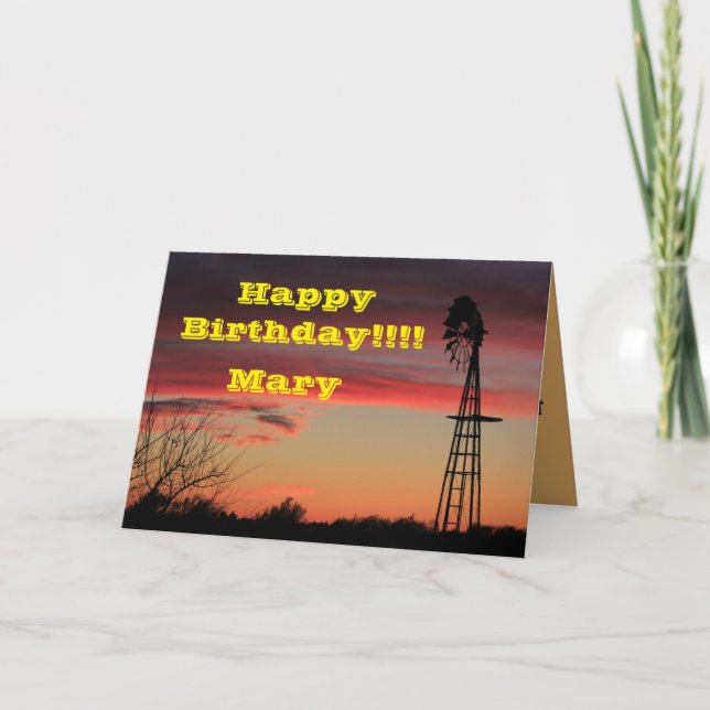 Ks Firey Kvarn Sunset Birthday Greeting Card Kort (Framsida)