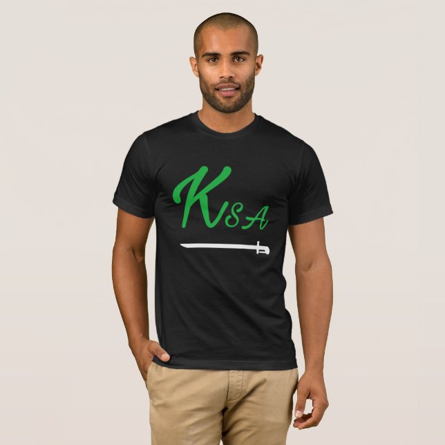 Ksa grönt white symbol för Saudiarabien T Shirt (Hel framsida)
