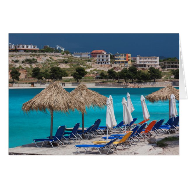 Ksamil, strandpromenad hälsningskort (Framsidan Horizontal)