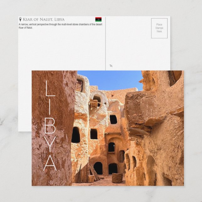 Ksar i Nalut, Libyen Reseskickkort Vykort (Fram/baksida)